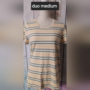Duo Maternity Cream and Blue Striped Shirt